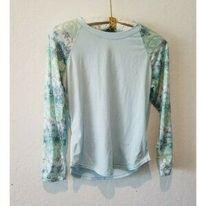 Snow Angel Women's Medium Raglan Long Sleeves Top Cybersilk Floral Paisley Blue